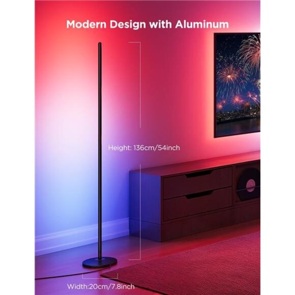 Govee RGBIC Floor Lamp, LED Corner Lamp Works with Alexa, 1000 Lumen Smart - Picture 2 of 6